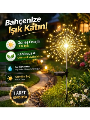 Eser Ticarett Güneş Enerjili LED Bahçe Işığı – Su Geçirmez Dekoratif Yıldız Çiçek Aydınlatma (1 Adet)