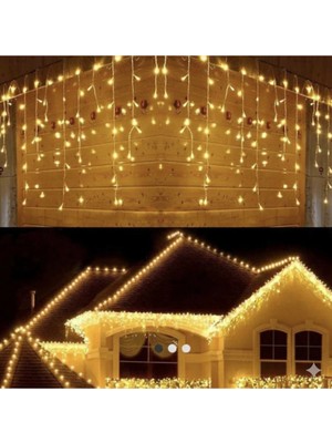 Eser Ticarett 4 Metre Sarı Işık 12 Saçaklı Perde LED 96 LED 8 Kademe Dekoratif Aydınlatma Organizasyon Süsleme