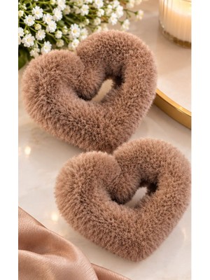 Vipfoni Peluş Kalp Şeklinde Mandal Toka Yumuşak Pofuduk Toka Soft Renkler