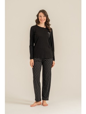 Pierre Cardin Modal Pamuk Uzun Kol Kadın Pijama Takım 9289