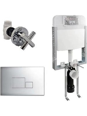 Nkp Gömme Rezervuar Set (Gömme Rezervuar + Stop Valf + Mat Krom Panel)