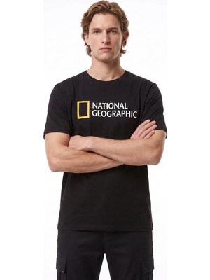 National Geographic N6WM-TST4324 Siyah Bisiklet Yaka Relaxed Düz Erkek T-Shirt