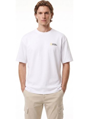 National Geographic Beyaz Erkek T-Shirt N6WM-TST4055