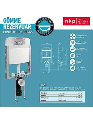 Nkp Gömme Rezervuar Tek - Asma 0020