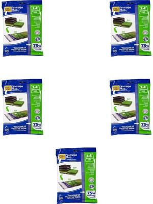 Magic Saver Bag Vakumlu Giyisi Yastık Yorgan Saklama Torbası Poşeti Hurç -Mega -100X130 Cm. -5 Adet