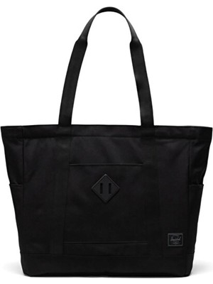 Hesrchel Heritage™ Tote | Su Itici Kumaş Omuz Çantası, 16" Laptop Uyumlu, 24.5 L Siyah Tonal