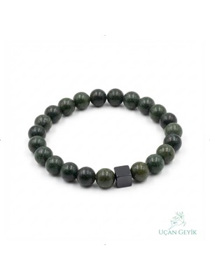 Uçan Geyik Timsah Jasper Doğal Taş Bileklik 8mm - Denge, Huzur, Topraklanma, Koruma - Esnek Tasarım, Unisex Takı