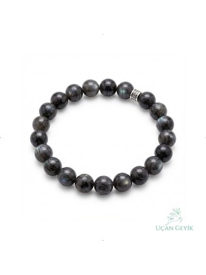 Uçan Geyik Larvakit Doğal Taş Bileklik 8mm - Koruma, Odak, Arınma, Bilgelik - Esnek Tasarım, Unisex Takı