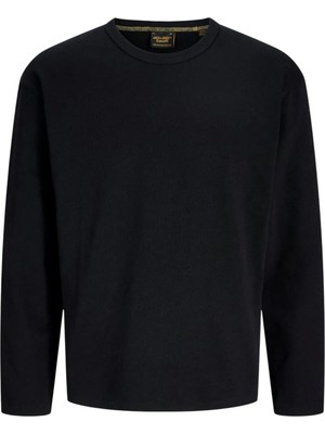 Jack & Jones Siyah Erkek Yuvarlak Yaka Rahat Sweatshirt Jjaxel Sweat Crew Neck