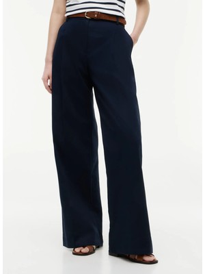 Tommy Hilfiger Lacivert Kadın Bol Paça Pantolon WW0WW50135C1G