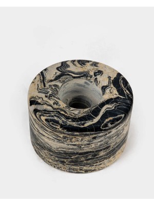 Deconore Nero Picasso Doğal Mermer Yuvarlak Mumluk (9CMX6CM)