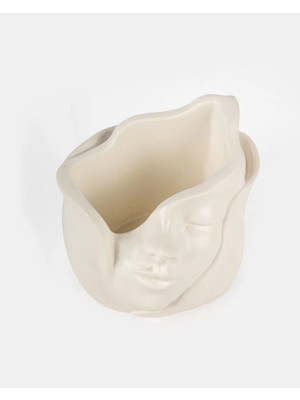 Deconore Soul Seramik Büst Mumluk Beyaz (10X8 Cm)