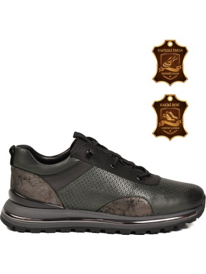 Voyager Haki Hakiki Deri Bağcıklı Erkek Casual Ayakkabı Sneaker M533