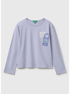 United Colors Of Benetton Lila Kız Çocuk  T-Shirt 226A3ATNC10UA19B-KJ_T-SHIRT