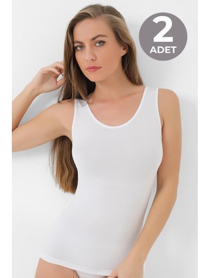 Arma Yıldız Kadın Bambu Kalın Askılı Atlet Beyaz 2'li Paket Nefes Alabilir Esnek Kumaş