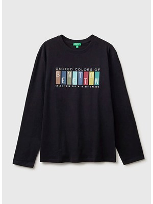 United Colors Of Benetton Siyah Erkek Çocuk T-Shirt 226A3ATNC10UD100-EJ_TIŞÖRT