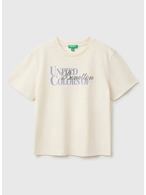 United Colors Of Benetton Ekru Kadın T-Shirt 226A3I1XC10U90R2-KJ_T-SHIRT