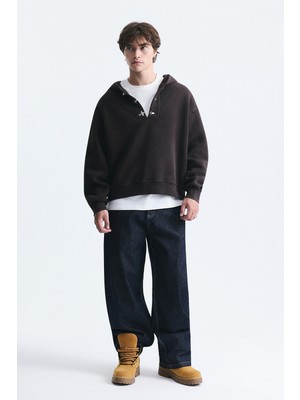 Vamos Boxy Fit Metal Klips Kapama Sweatshirt