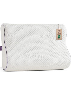 Viscotex Visco Ortopedik Çift Bombeli Yastık, Baş ve Boyun Destekli Visco Yastık, Reflü Yastığı, OEKO-TEX Sertifikalı, 60X43X14/12, Beyaz