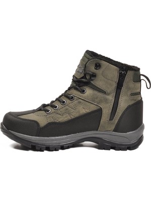 Ayk's Haki Bağcıklı Fermuarlı Soğuğa Dirençli Kaymaz Unisex Outdoor Trekking Bot 980