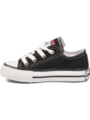 Ayk's Siyah Keten Bağcıklı Geniş Kalıp Unisex Çocuk Spor Ayakkabı Sneaker 26201 P