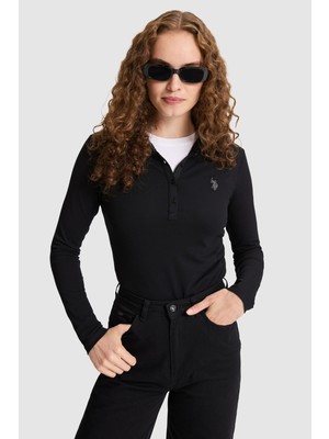 U.S. Polo Assn. Kadın Siyah Basic Sweatshirt 50326760-VR046