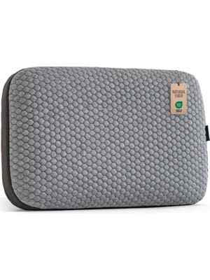 Viscotex Visco Ortopedik Doğal Lif Kılıflı Hava Kanallı Yastık, Reflü Yastığı, OEKO-TEX Sertifikalı, Boyun Destekli, Gri, 60X40X16 cm