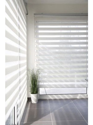 Bigpazar Beyaz Bambu Ithal Kumaş Zebra Stor Perde Etek Dilimsiz