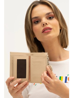 United Colors Of Benetton Bej Çok Bölmeli Kadın Cüzdan Kartlık BNT-1300