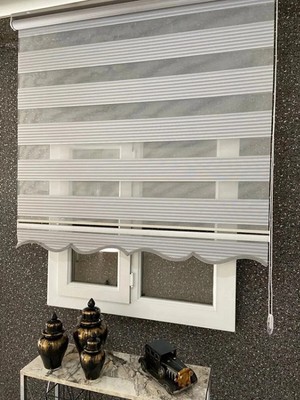 Bigpazar Açık Gri Geniş Pliseli Zebra Stor Perde (Alüminyum Kasa)Etek Dilimli