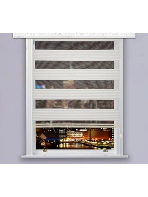 Bigpazar Beyaz Geniş Pliseli Zebra Stor Perde