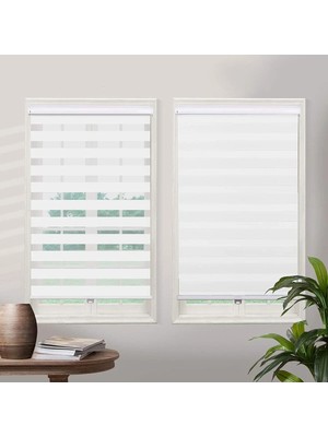 Bigpazar Beyaz Renk Eteksiz Ithal Bambu Zebra Stor Güneşlik Perde Yüksek Kalite