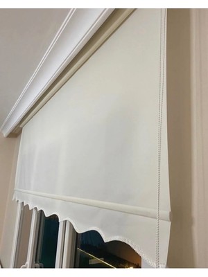 Bigpazar Ekru (Kırık Beyaz) Stor Perde Etek Dilimli Modern (Ev Iş Ofis) Güneşlik