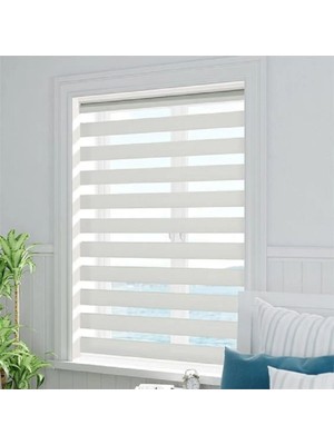Bigpazar Ekru Düz Ithal Bambu Zebra Stor Perde Güneşlik (Alüminyum Kasa)
