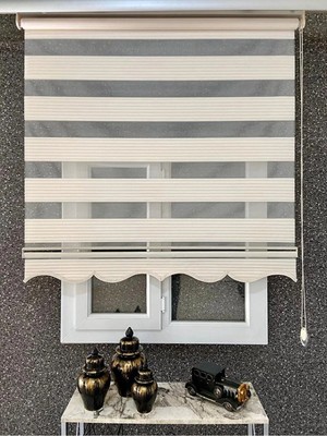 Bigpazar Krem Geniş Pliseli Zebra Stor Perde Etek Dilimli (Alüminyum Kasa)Yüksek Kalite