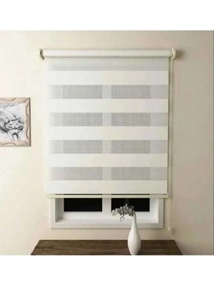 Bigpazar Düz Beyaz Bambu Zebra Stor Perde Güneşlik (Alüminyum Kasa)