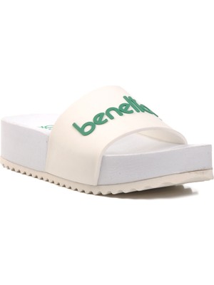 Benetton Beyaz Kalın Rahat Tabanlı Unisex Spor Terlik BN-1212