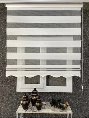Bigpazar Beyaz Geniş Pliseli Zebra Stor Perde Etek Dilimli (Alüminyum Kasa+Etek Dilimi Hediye