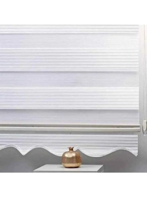 Bigpazar Beyaz Pliseli Ithal Kumaş Zebra Stor Perde Etek Dilimli