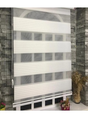 Bigpazar Pliseli Zebra Stor Perde Ekru (Kırık Beyaz) Ithal Bambu Güneşlik Alüminyum Kasa