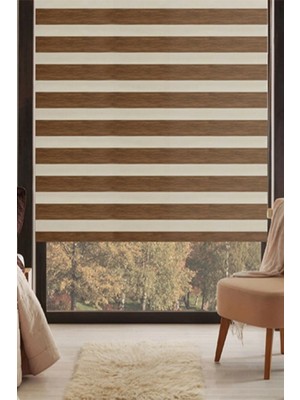 Bigpazar Koyu Kahverengi Bambu Ithal Kumaş Zebra Stor Perde Etek Dilimsiz