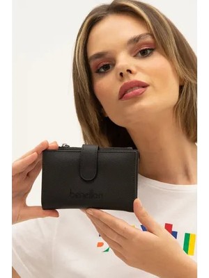 United Colors Of Benetton Siyah Çok Bölmeli Kadın Cüzdan Kartlık BNT-1300