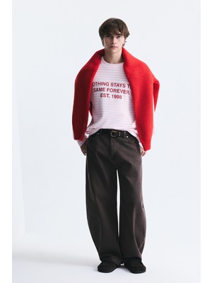 Vamos Oversize Çizgili Sweatshirt