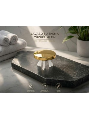 E.C.A. Serel Lavabo Taşma Yüzüğü Kapağı – Abs Üzeri Parlak Altın