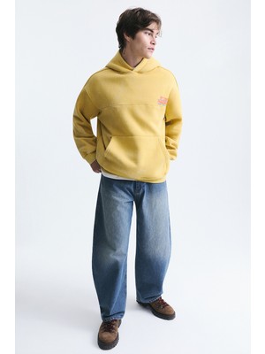 Vamos Oversize Yıkamalı Kapüşonlu Sweatshirt
