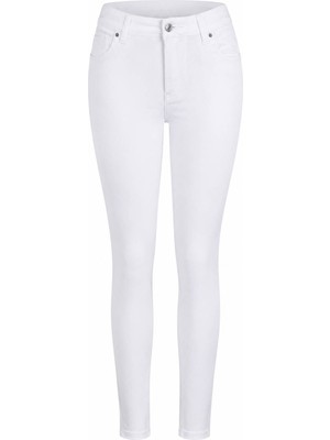 Double Slim Skinny Beyaz Kadın Jean Pantolon 3529