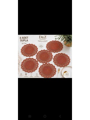 Belirtilmemiş El Örgüsü 6'lı Supla Seti - Kiremit / Taba (29 Cm)