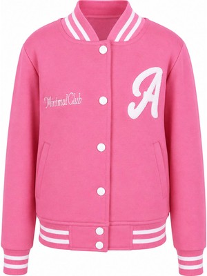 Trender Düğmeli A Baskı 3 Ip Kolej Pembe Erkek Çocuk Sweatshirt 8088