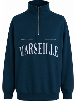 Trender Marseılle Yarım Fermuarlı Petrol Erkek Sweatshirt 27KDT1000002