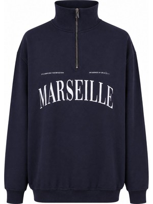 Trender Marseılle Yarım Fermuarlı Indigo Erkek Sweatshirt 27KDT1000002
